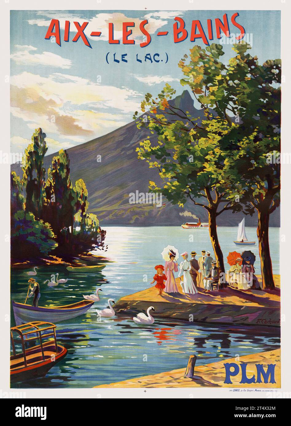 AIX-les-bains. PLM de François Cachoud (1866-1943). Affiche publiée en 1906 en France. Banque D'Images