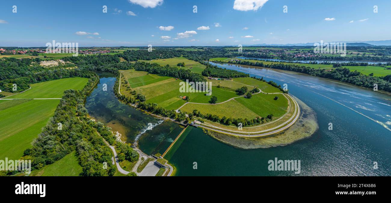 Vue aérienne du village d'Epfach sur Lech en haute-Bavière près de Landsberg Banque D'Images