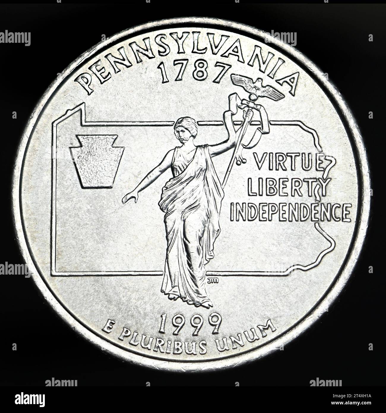 Dollar du quartier commémoratif de l'État AMÉRICAIN : Pennsylvanie (1787) Banque D'Images