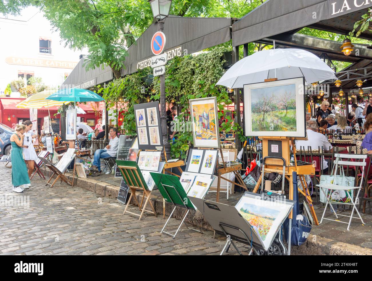 Calage de l'artiste à la Place du Tertre, Montmartre, Paris, Île-de-France, France Banque D'Images