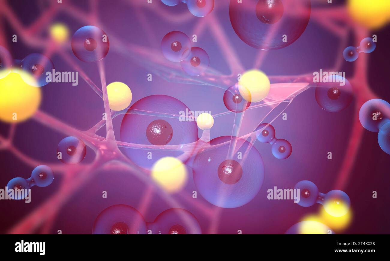 Cellules neurons sur le fond scientifique. illustration 3d. Banque D'Images