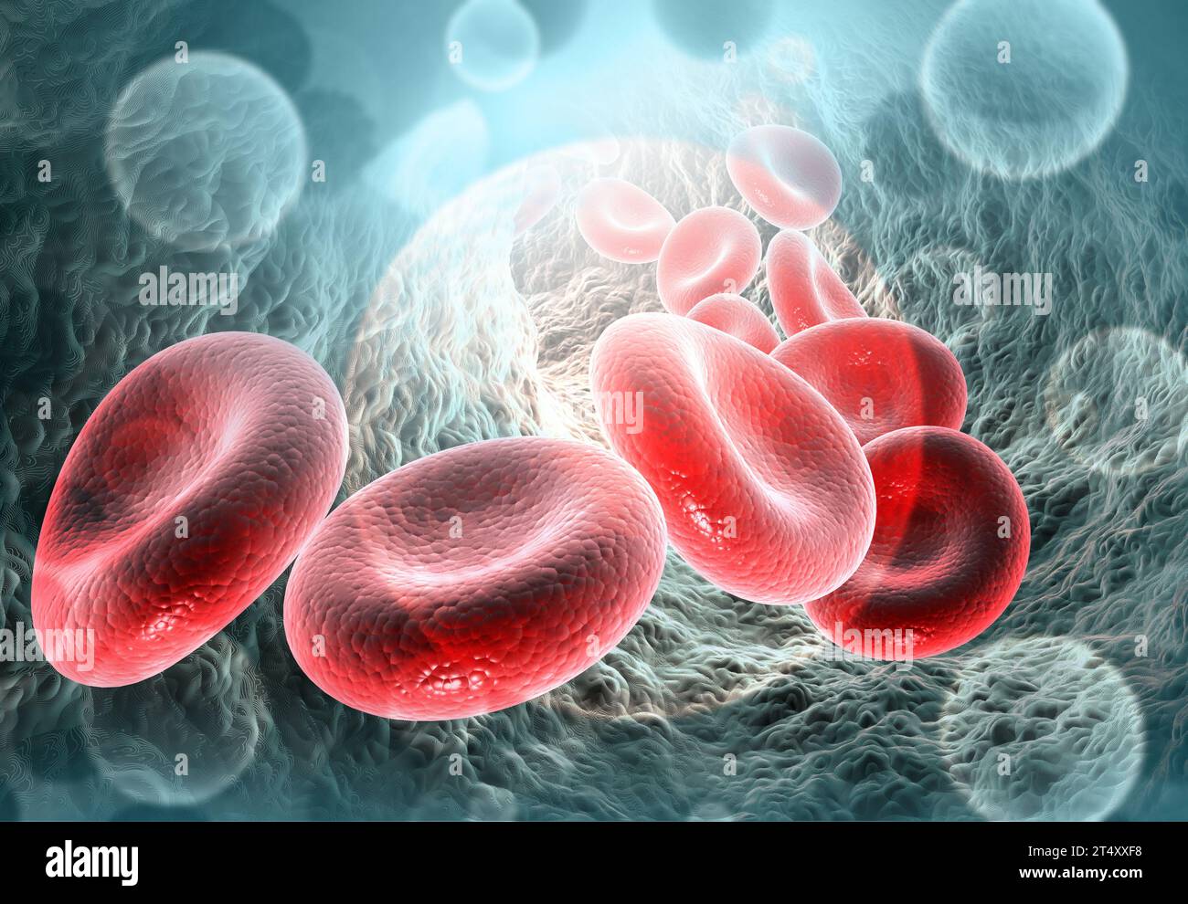 Globules rouges dans la veine. Flux sanguin.contexte scientifique. illustration 3d. Banque D'Images