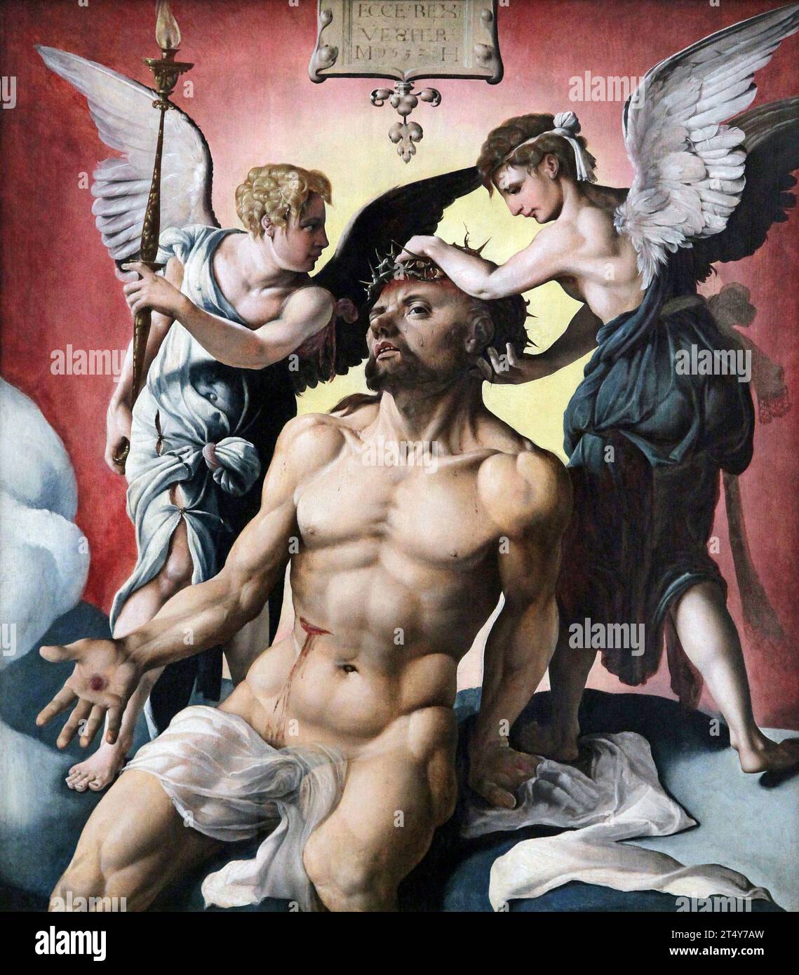 Homme des douleurs (1532) de Maarten van Heemskerck - (1498-1574).peintre religieux néerlandais. Banque D'Images