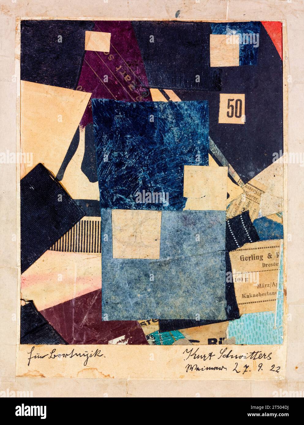 Kurt Schwitters, Merz 50 : composition, peinture abstraite et collage, 1922 Banque D'Images