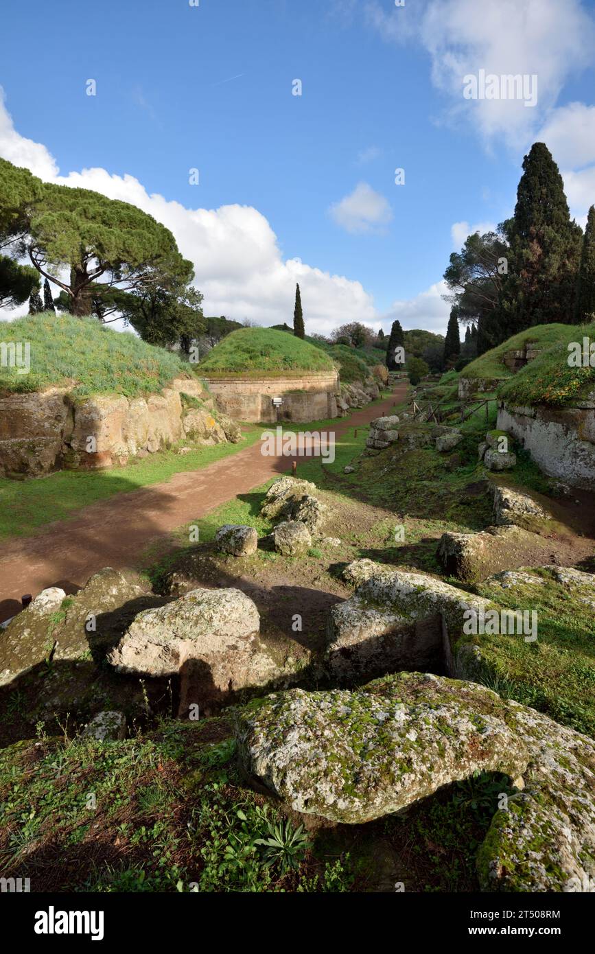 Necropoli della Banditaccia nécropole étrusque, Cerveteri, Latium, Italie Banque D'Images