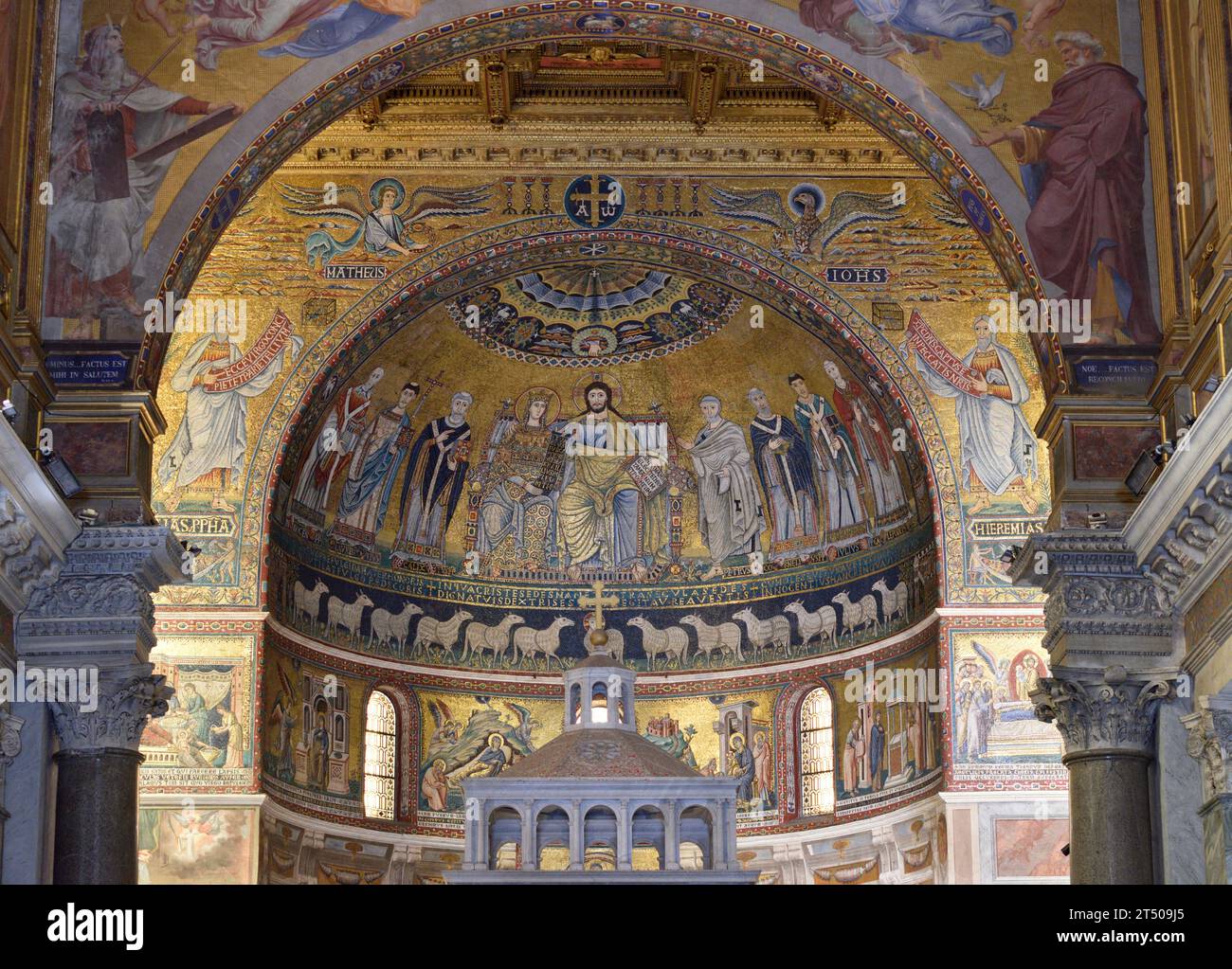 Abside mosaïque médiévale, Basilica di Santa Maria in Trastevere, Rome, Italie Banque D'Images