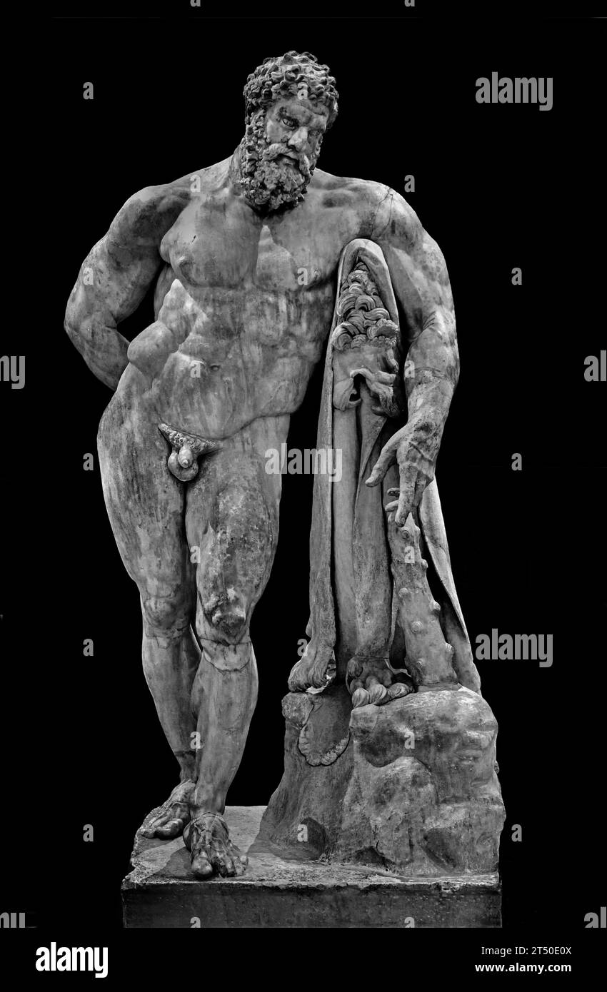 Hercule au repos - le Farnèse Hercule 216 AD (4e siècle av. J.-C. pour l'original) Musée archéologique national de Naples Italie. Banque D'Images