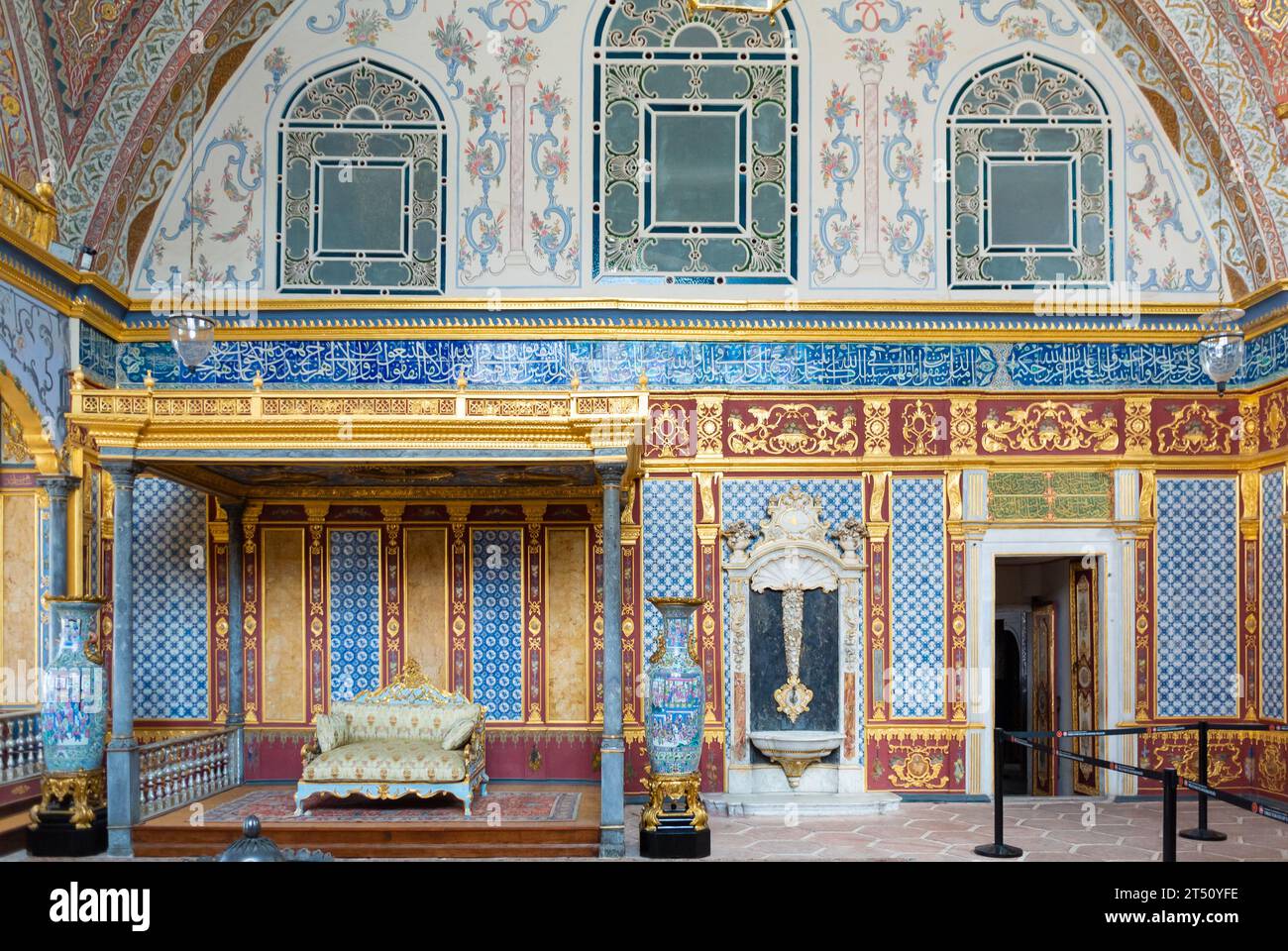 Istanbul, Turquie, la salle impériale (sultan) dans le harem du palais de Topkapi, Banque D'Images