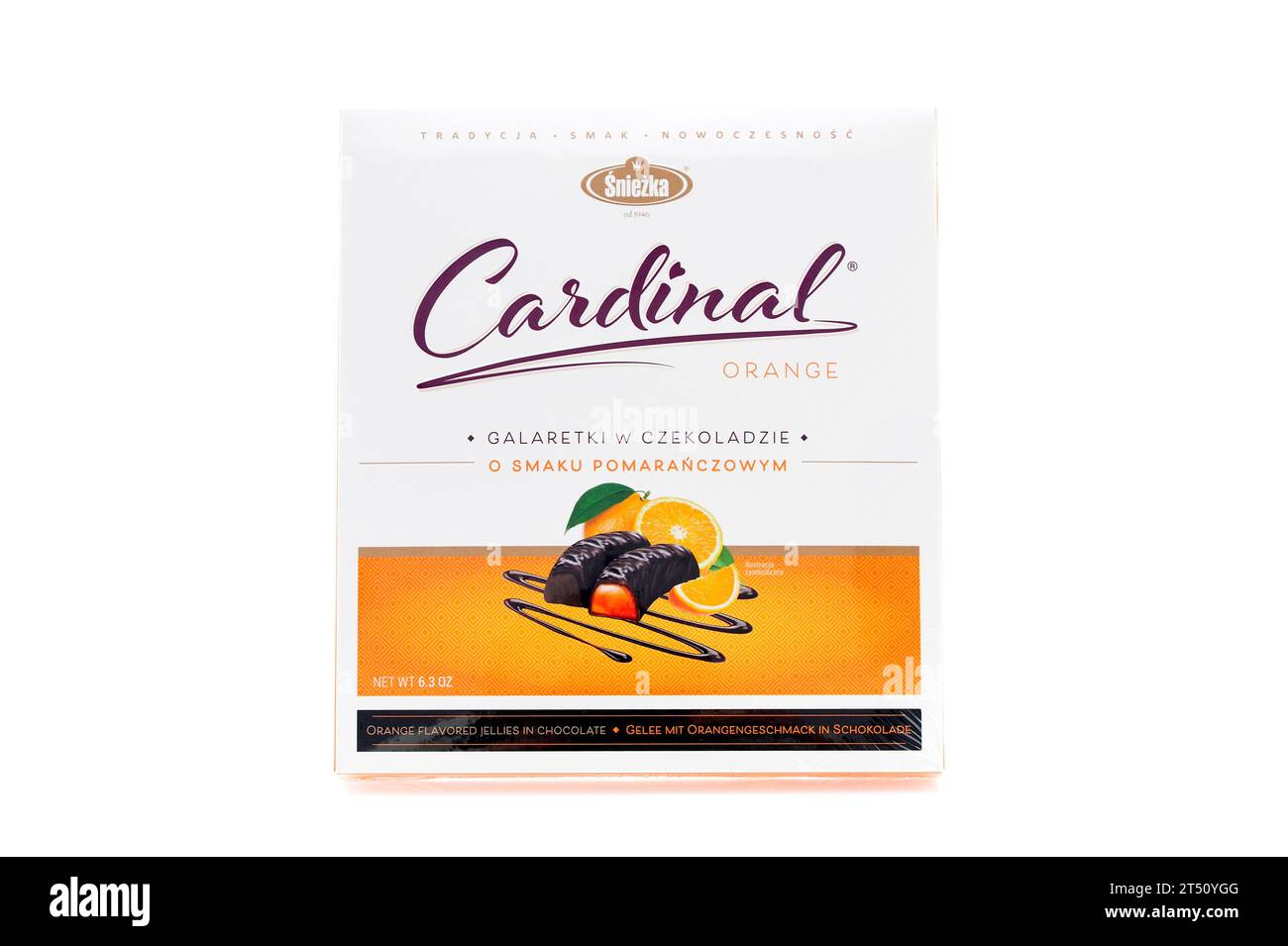 Sniezka, Polska, Swiebodzice, boîte de chocolats, bonbons au chocolat, jelly beans, produits traditionnels, produits polonais de la marque Sniezka, Banque D'Images