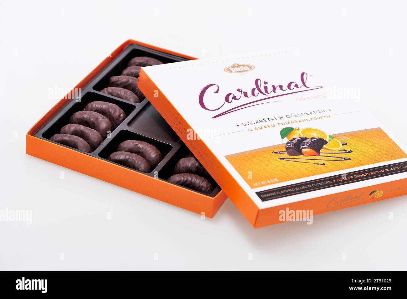 Sniezka, Polska, Swiebodzice, boîte de chocolats, bonbons au chocolat, jelly beans, produits traditionnels, produits polonais de la marque Sniezka, Banque D'Images