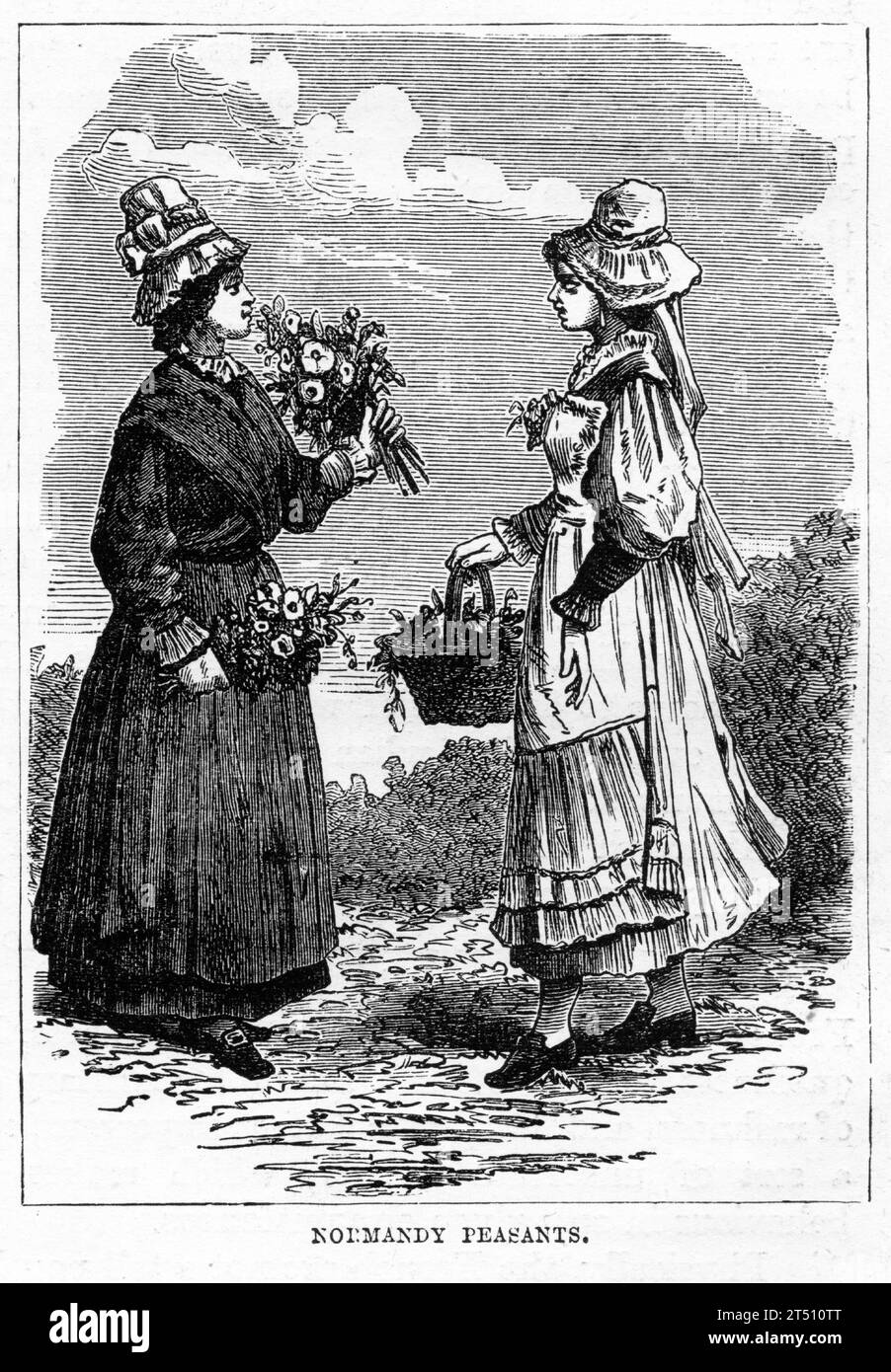 Portrait de deux paysannes normandes. Publié circa 1887 Banque D'Images