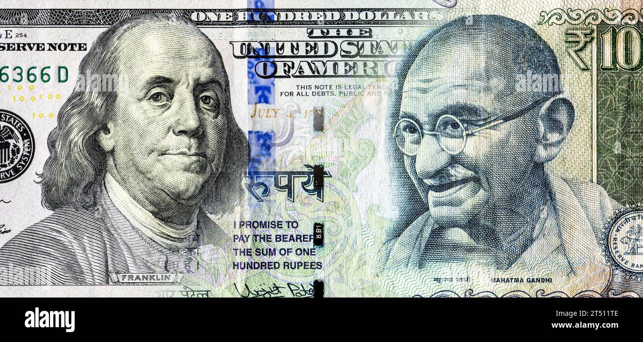 La roupie de l'Inde et le dollar signe sur la barre de balance, le rendu 3D  Photo Stock - Alamy