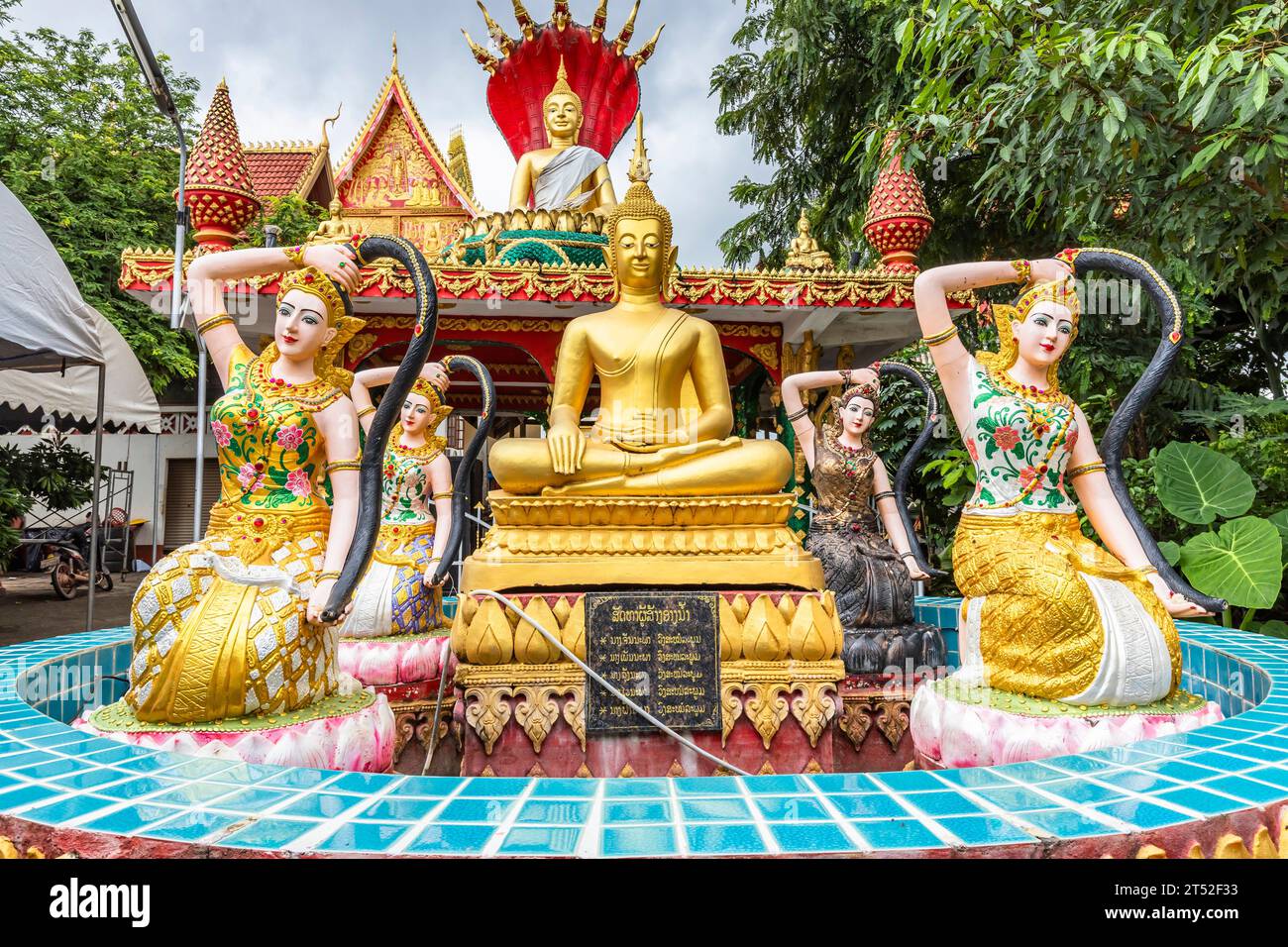 Statues de Bouddha, Wat That Luang Tai, complexe de temples That Luang, Vientiane, Laos, Asie du Sud-est, Asie Banque D'Images