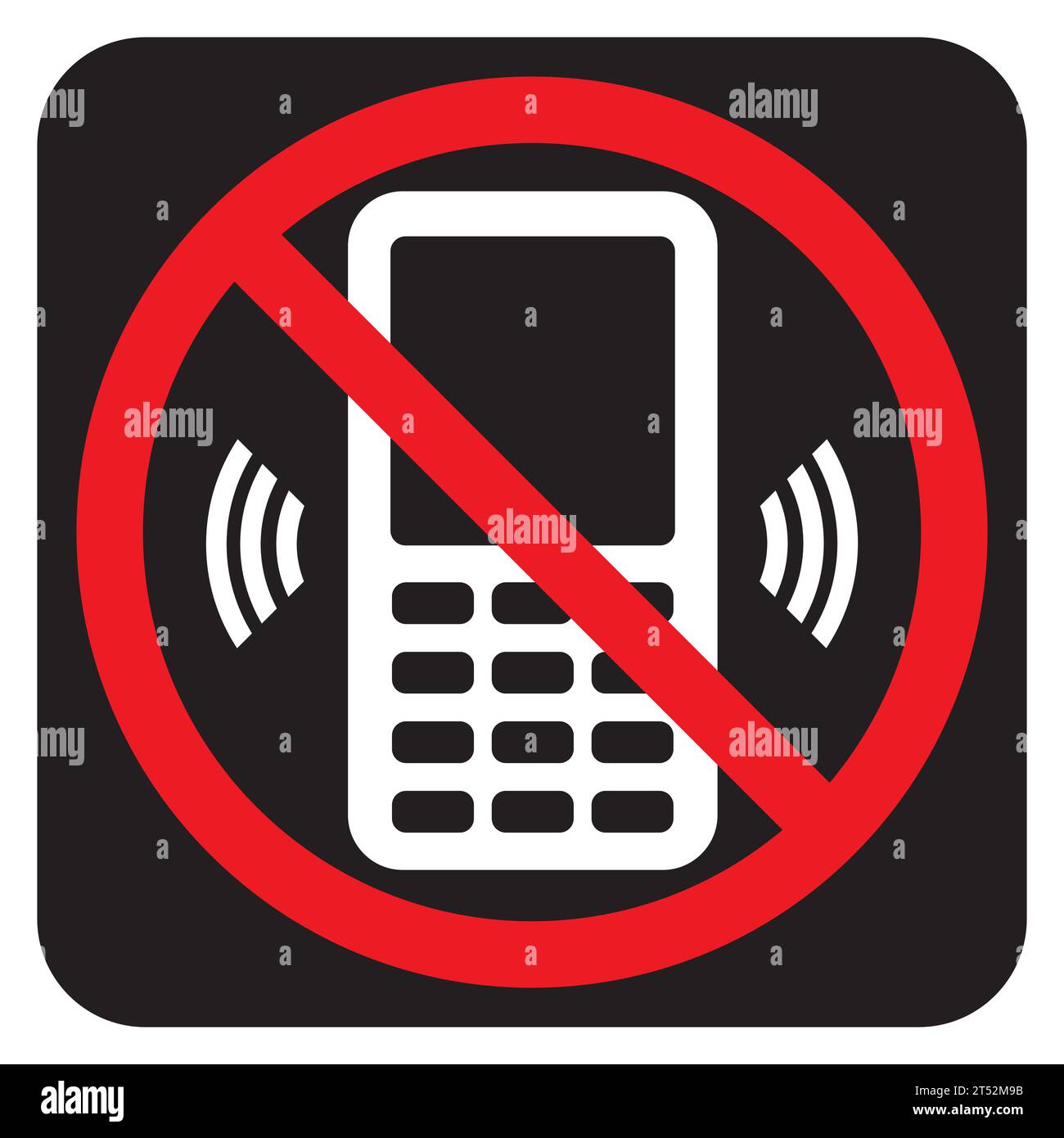 Noir pas de signe de téléphone. Interdiction d'utiliser le téléphone cellulaire. Illustration vectorielle avec symbole d'avertissement. Icône de communication mobile interdite isolée sur le dos blanc Illustration de Vecteur