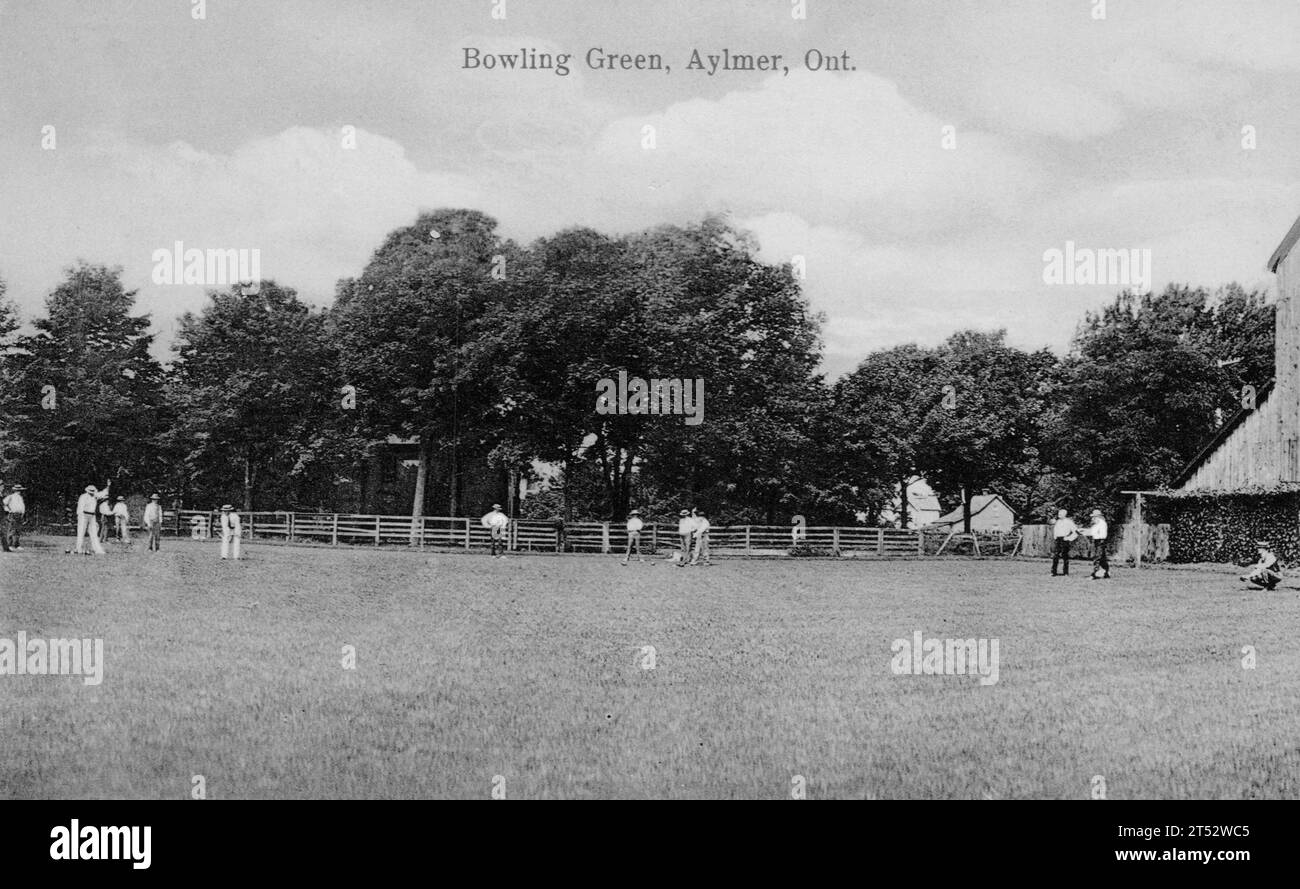 Bowling Green, Aylmer Ontario Canada, carte postale des années 1910 environ. photographe non identifié Banque D'Images