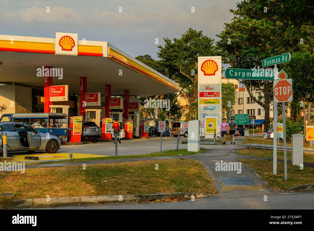Une station-service Shell Singapore Banque D'Images