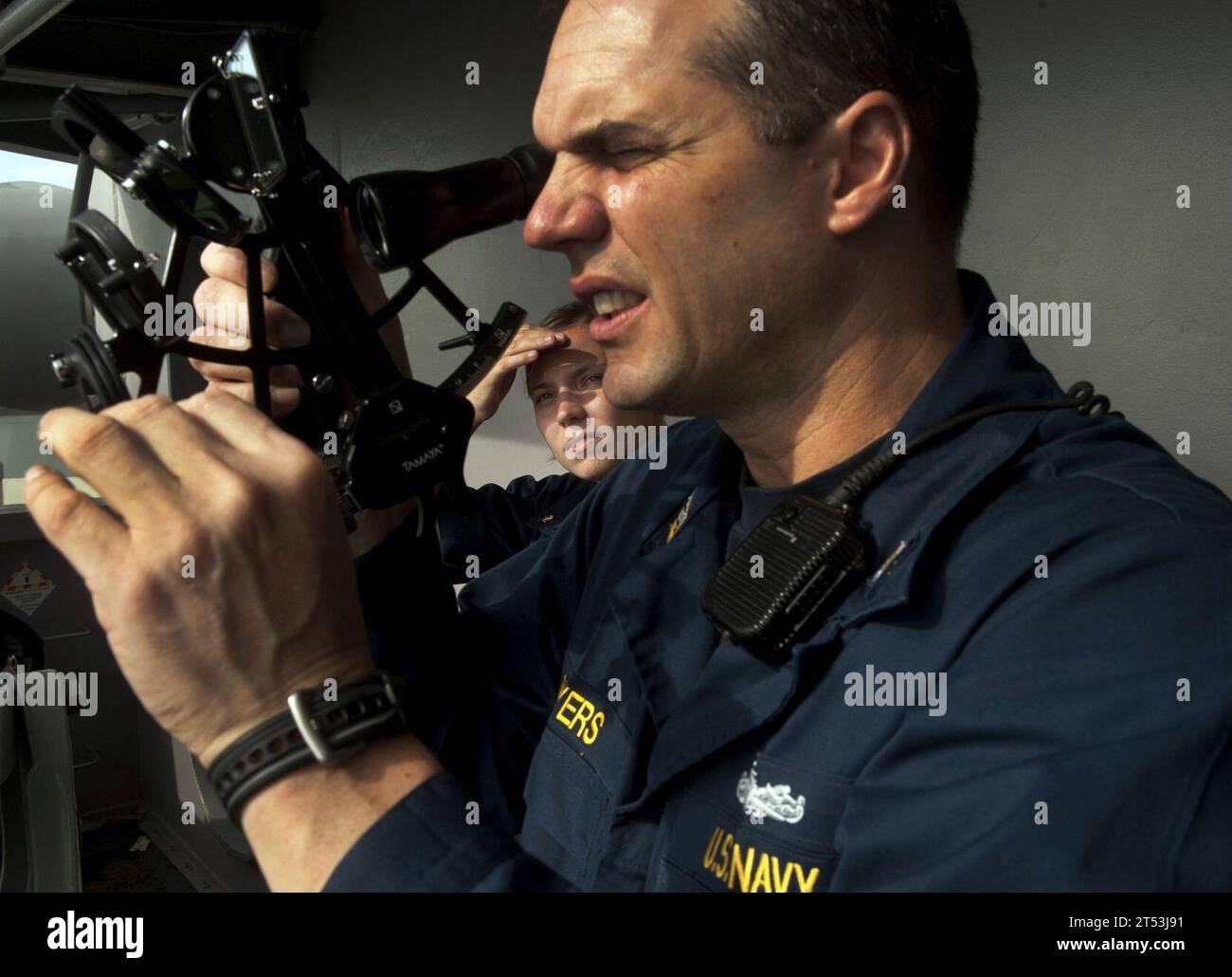 Carl Vinson Carrier Strike Group, Carrier Strike Group 1, navigation céleste, CSG-1, CVCSG, navigation, marine, gens, sextant, entraînement, US Navy Banque D'Images