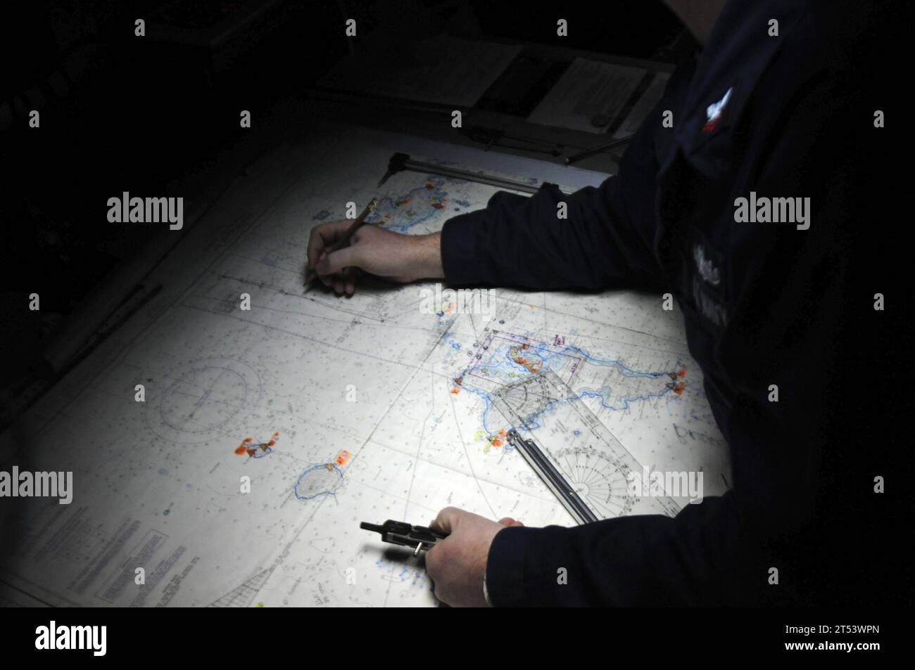 Carte, Mahé Island, carte, département des opérations, parcelle, USS Anzio (CG 68) Banque D'Images