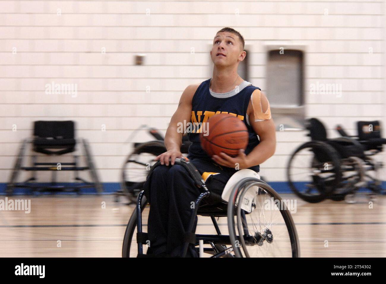 Colo., Colorado Springs, malade, blessé, militaire, équipe Navy/Garde côtière, US Navy, Jeux de guerriers, basketball en fauteuil roulant, blessé Banque D'Images