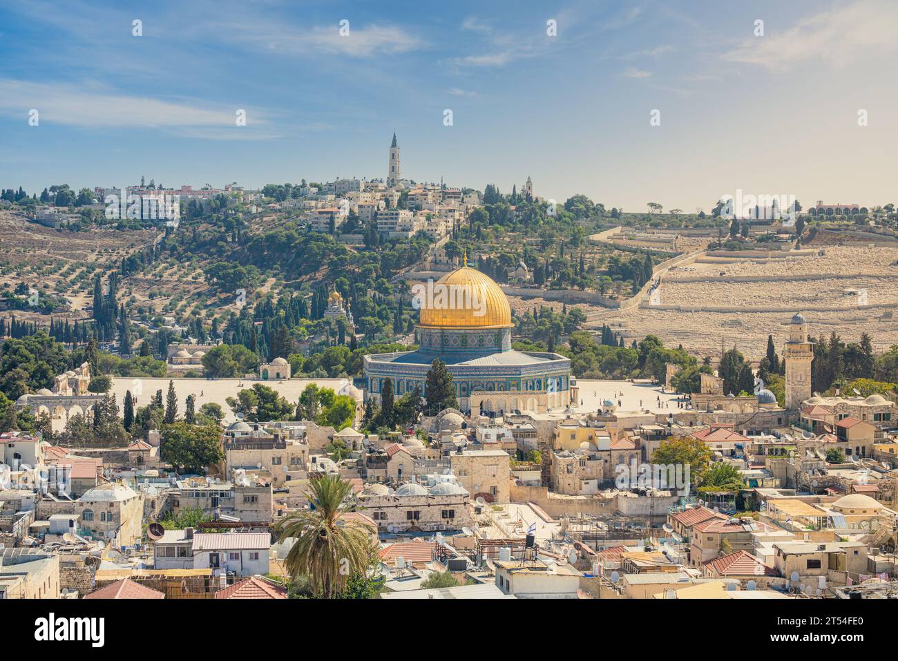 Vue de la ville de Jérusalem avec le Dôme du Rocher sur le Mont du Temple Banque D'Images