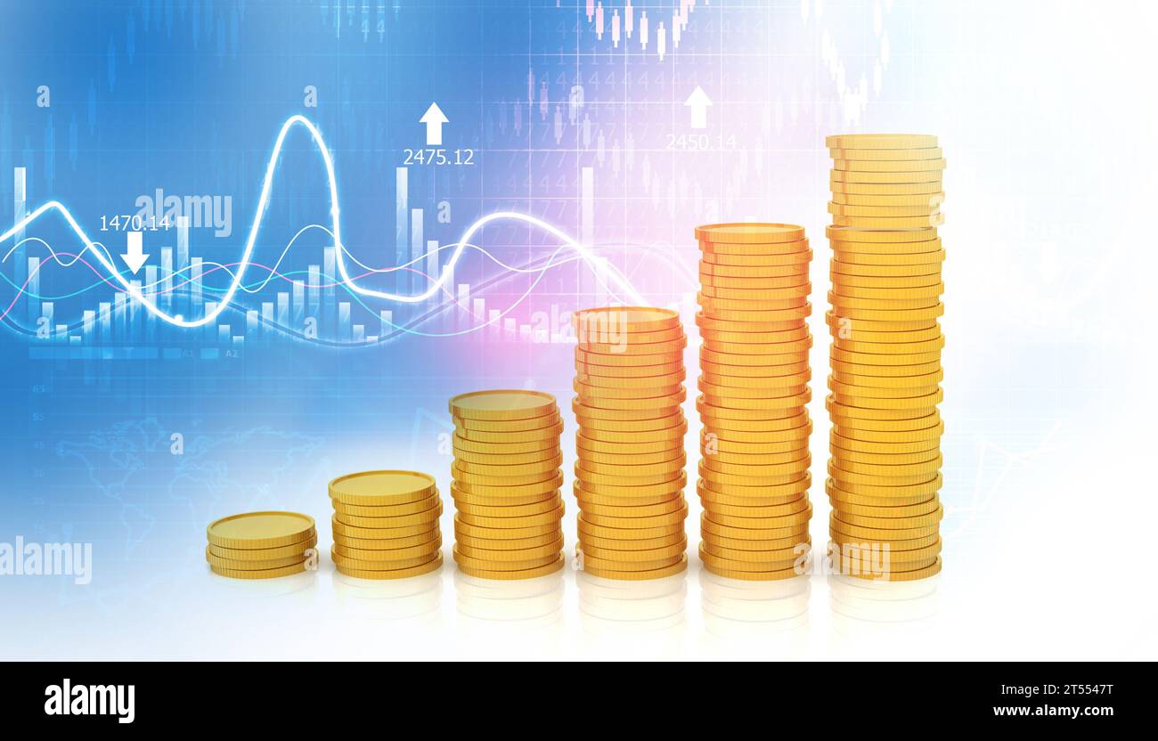Contexte financier avec graphique de croissance abstrait. illustration 3d. Banque D'Images