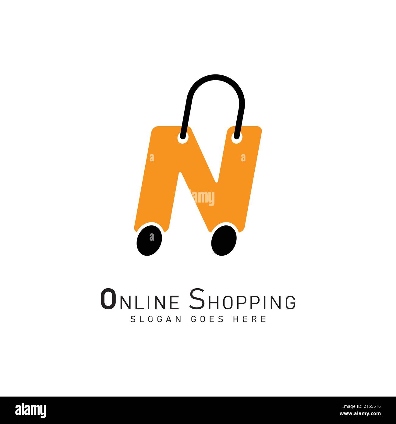 Lettre N pour le modèle de logo Shopping, icône de commerce électronique. Logo vectoriel de concept de sac alphabet N Illustration de Vecteur