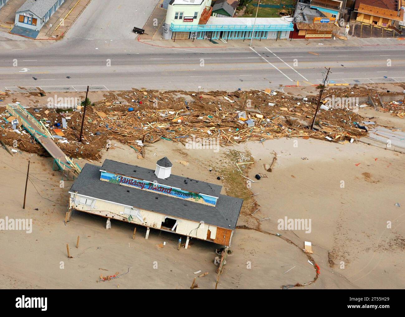 L'ouragan IKE touche Galveston, au Texas Banque D'Images