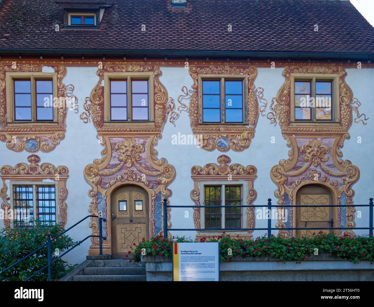 Rot an der Rot, Baden-Wuerttemberg, Allemagne, porte supérieure, vue de détail avec une grande peinture Banque D'Images