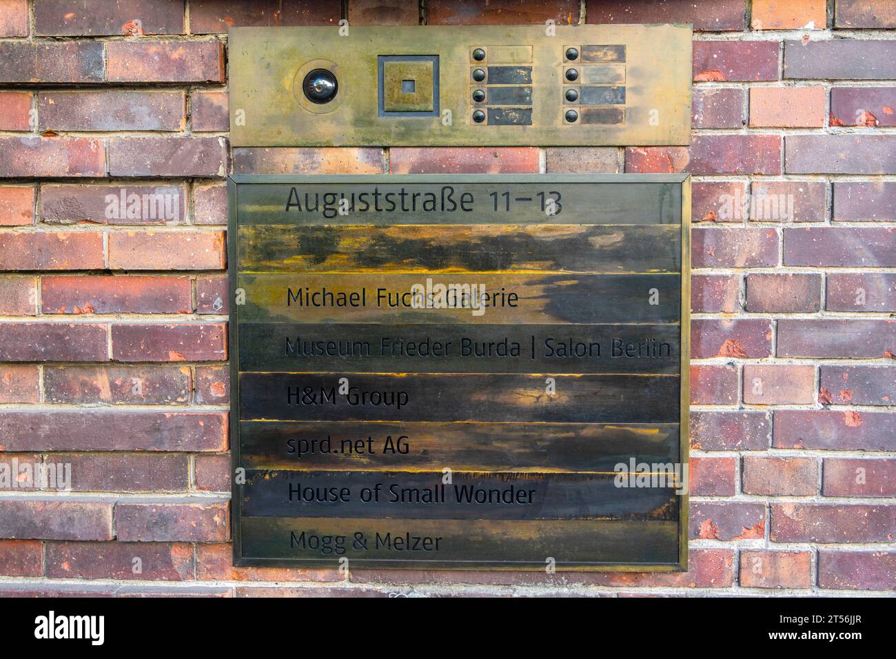 Signe de cloche, ancienne école juive pour filles, Auguststrasse 11, Berlin-Mitte, Allemagne Banque D'Images