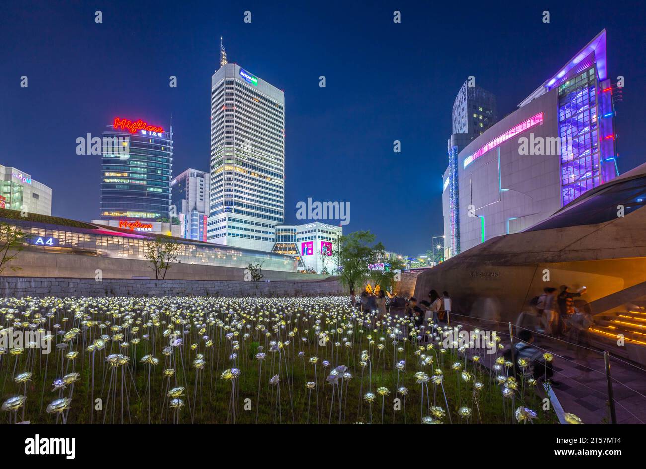 Paysage urbain de Séoul et gratte-ciel dans la région de Dongdaemun, Corée du Sud. Banque D'Images