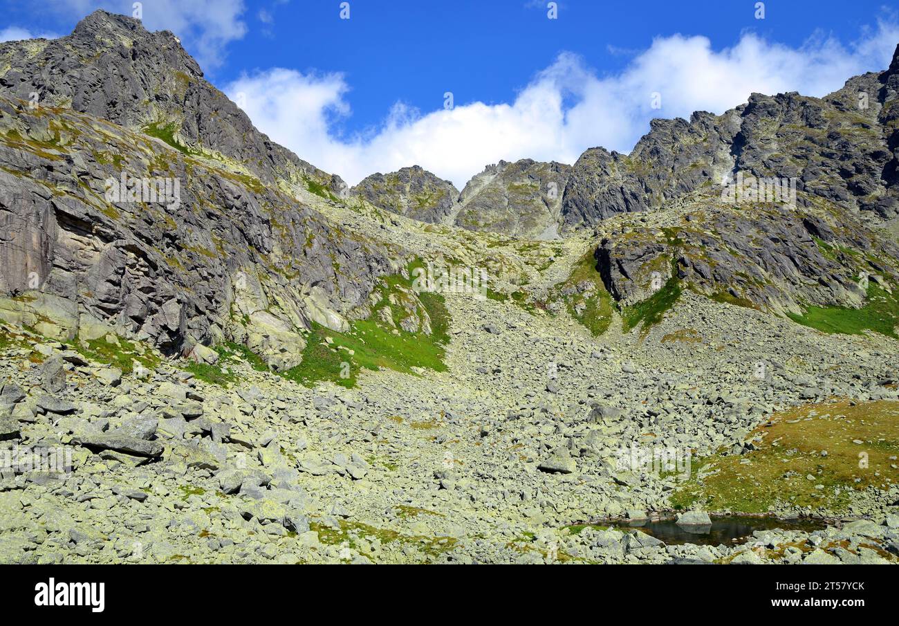 Mont Strbsky dans la vallée de Mlynicka, Vysoke Tatry (montagnes Tatras), Slovaquie. Banque D'Images