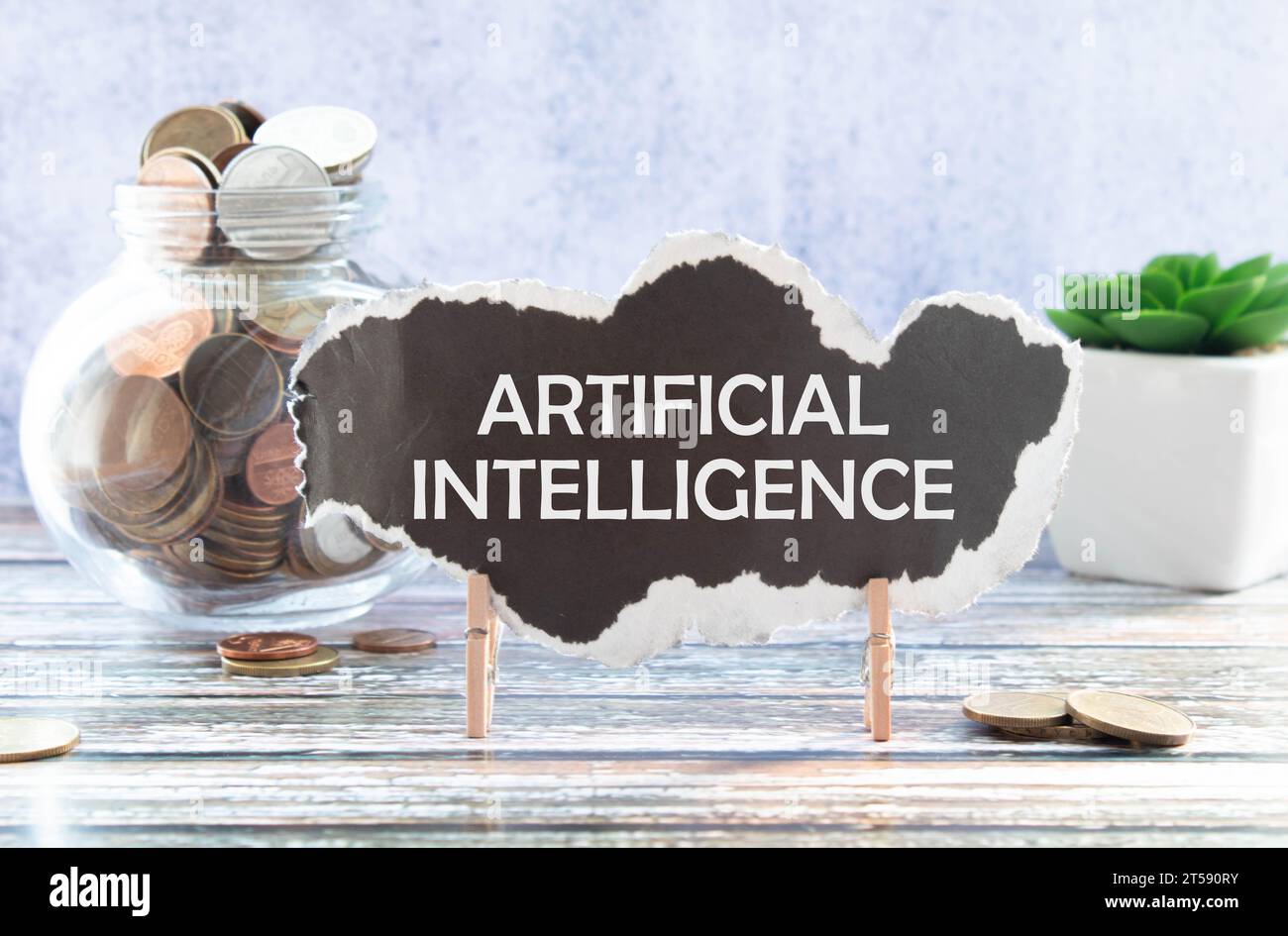 La technologie d'Intelligence Artificielle concept avec Ia texte faite de platine électronique avec puce électronique au-dessus de la planète Terre avec réseau connecté, dat Banque D'Images
