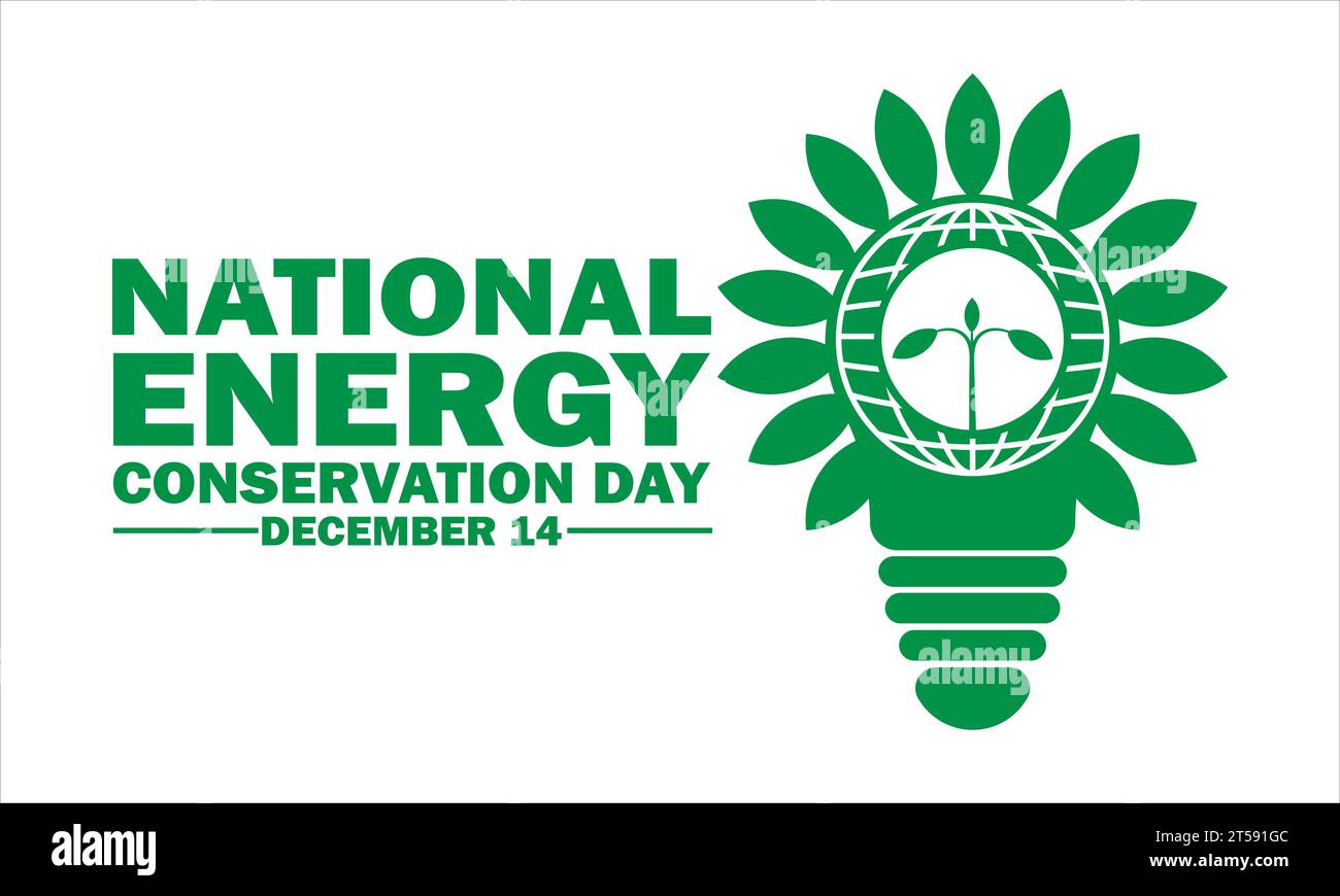 Illustration vectorielle de la Journée nationale de conservation de l'énergie. Décembre 14. Convient pour carte de voeux, affiche et bannière Illustration de Vecteur