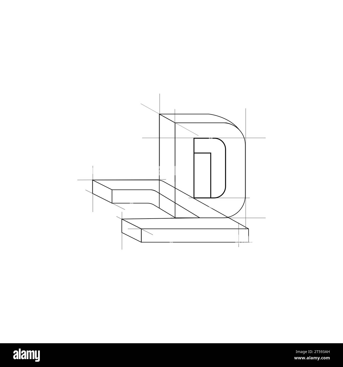 Logo monogramme de lettre JD avec conception de méthode de lignes de grille. Logo JD monogramme avec conception typographique de méthode de grille Illustration de Vecteur