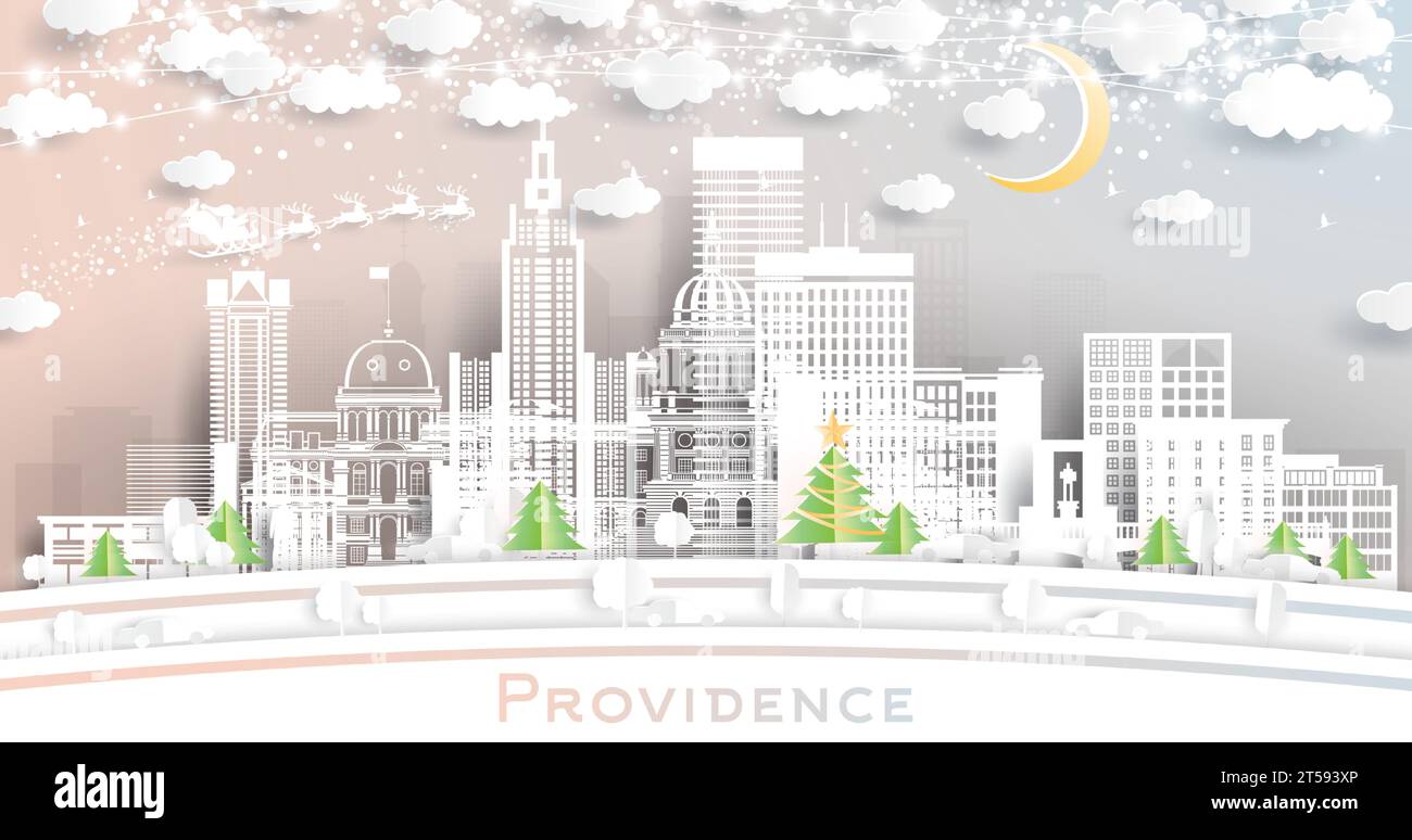 Providence Rhode Island City Skyline Avec Des Bâtiments De Couleur Bleu Ciel Espace Copie 37673024