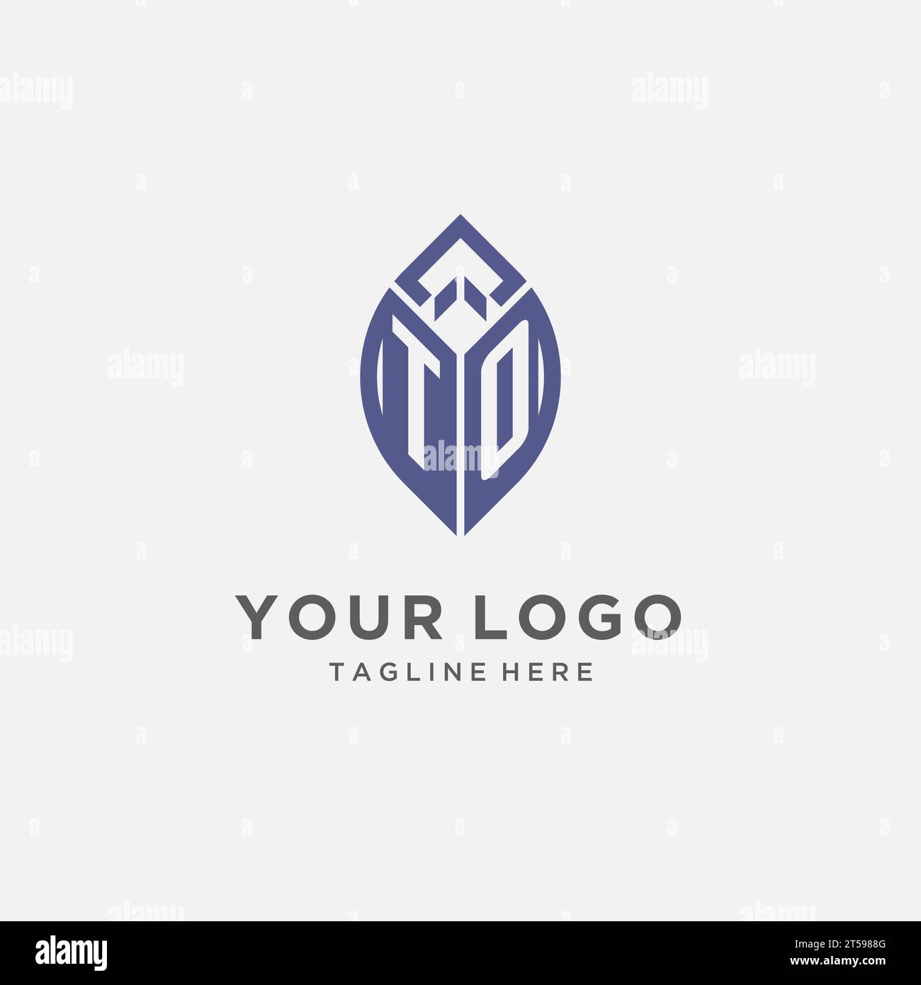 POUR logo avec forme de feuille, graphique vectoriel de conception initiale de logo de monogramme propre et moderne Illustration de Vecteur