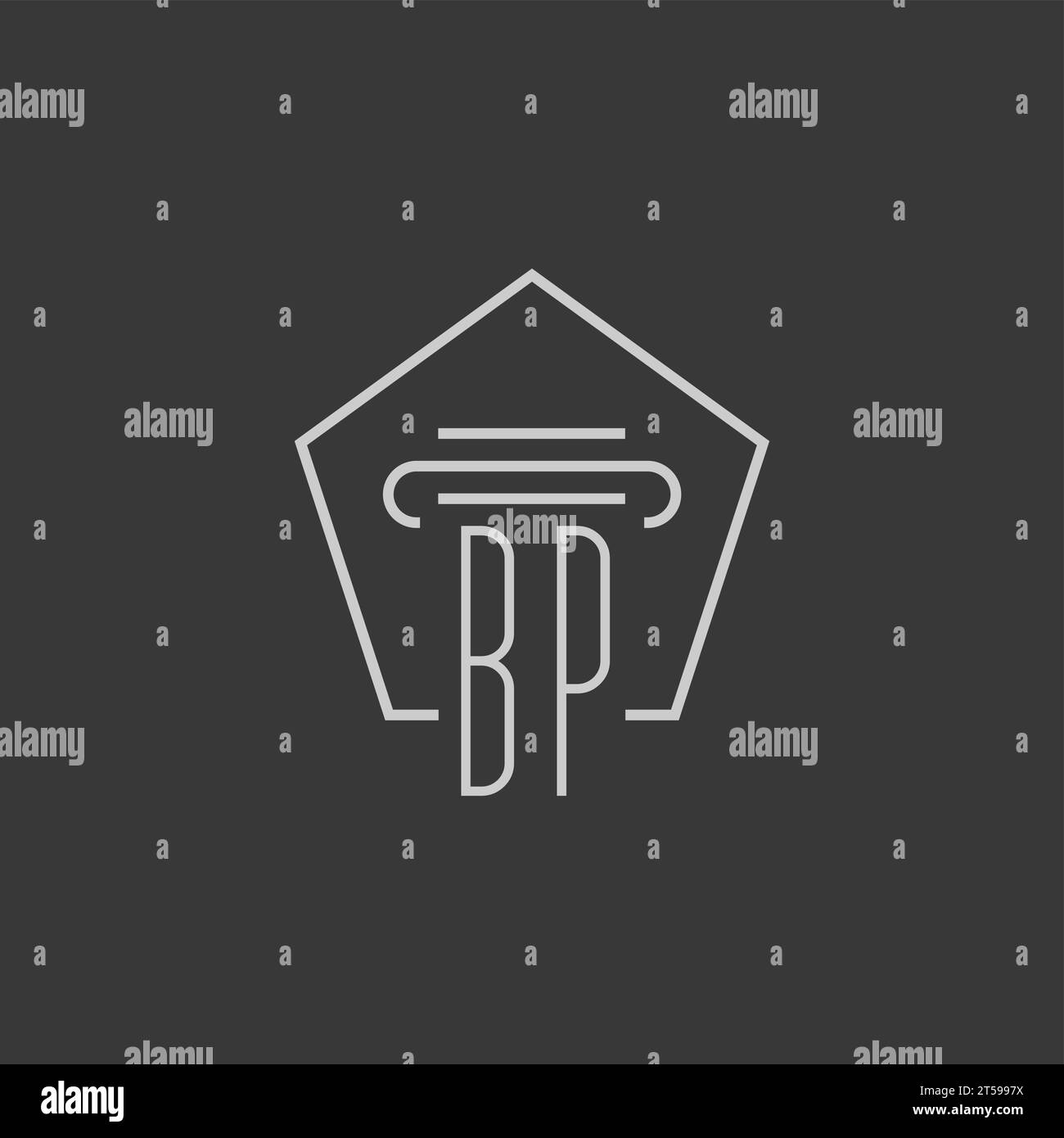 Monogramme initial BP avec idées de conception de logo de pilier monoline Illustration de Vecteur