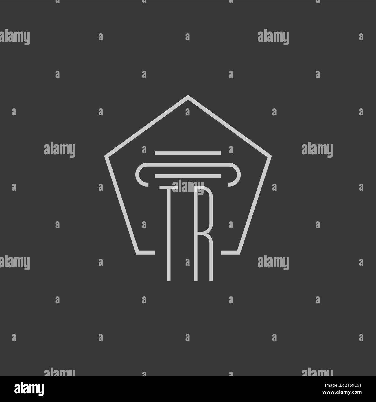 Monogramme initial TR avec idées de conception de logo de pilier monoline Illustration de Vecteur