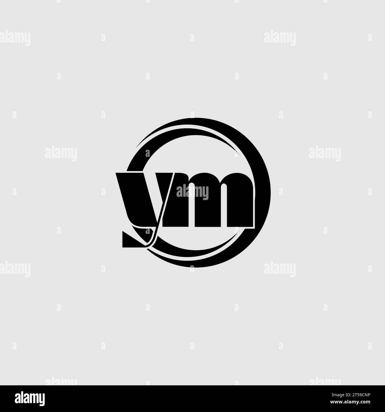 Lettres YM simple cercle lié ligne logo graphique vectoriel Illustration de Vecteur
