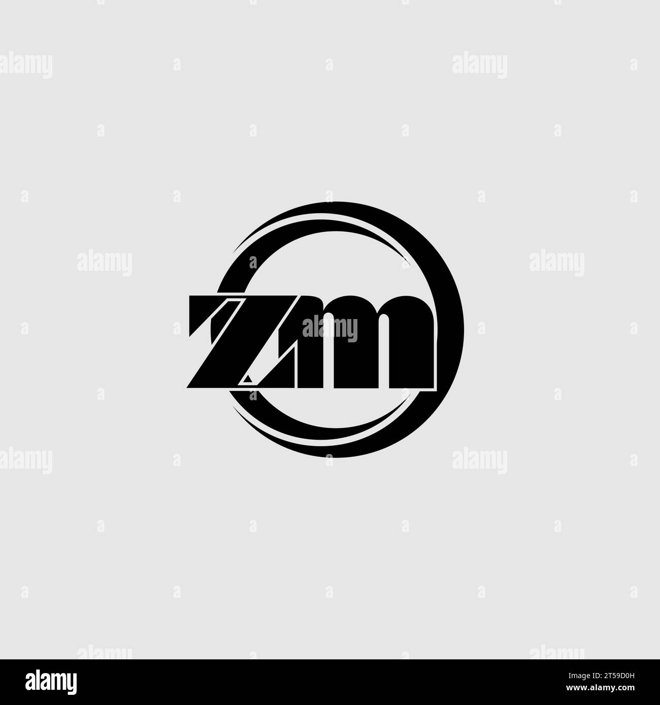 Lettres ZM simple cercle lié ligne logo graphique vectoriel Illustration de Vecteur