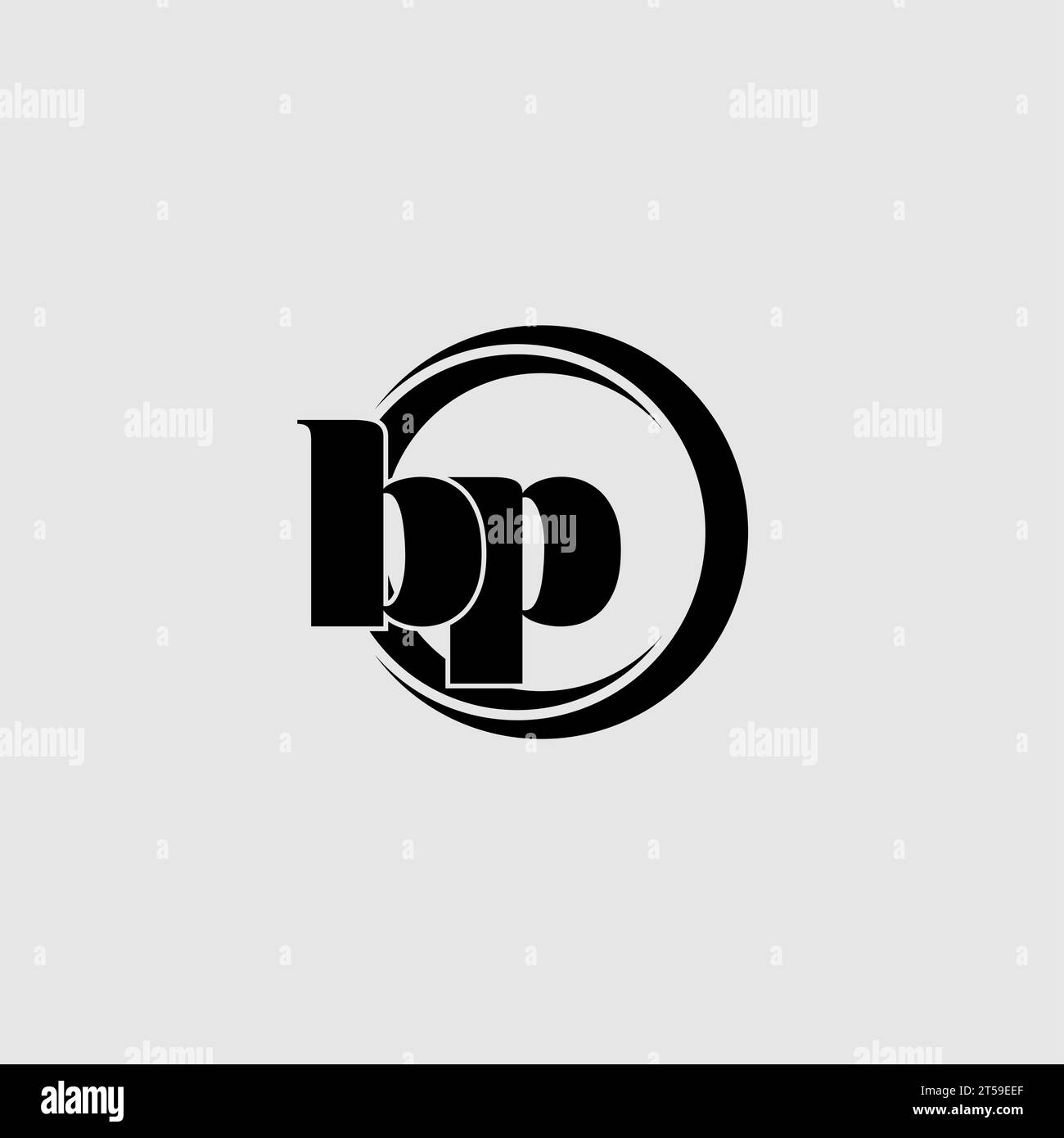 Lettres BP simple cercle lié à la ligne graphique vectorielle logo Illustration de Vecteur