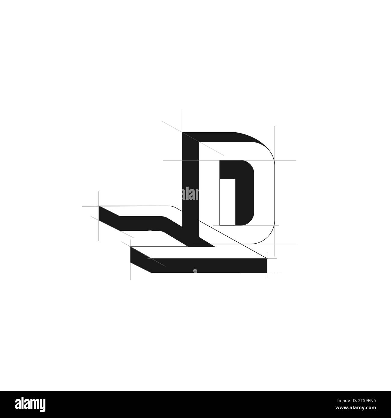 Logo monogramme de lettre JD avec conception de méthode de lignes de grille. Logo JD monogramme avec conception typographique de méthode de grille Illustration de Vecteur