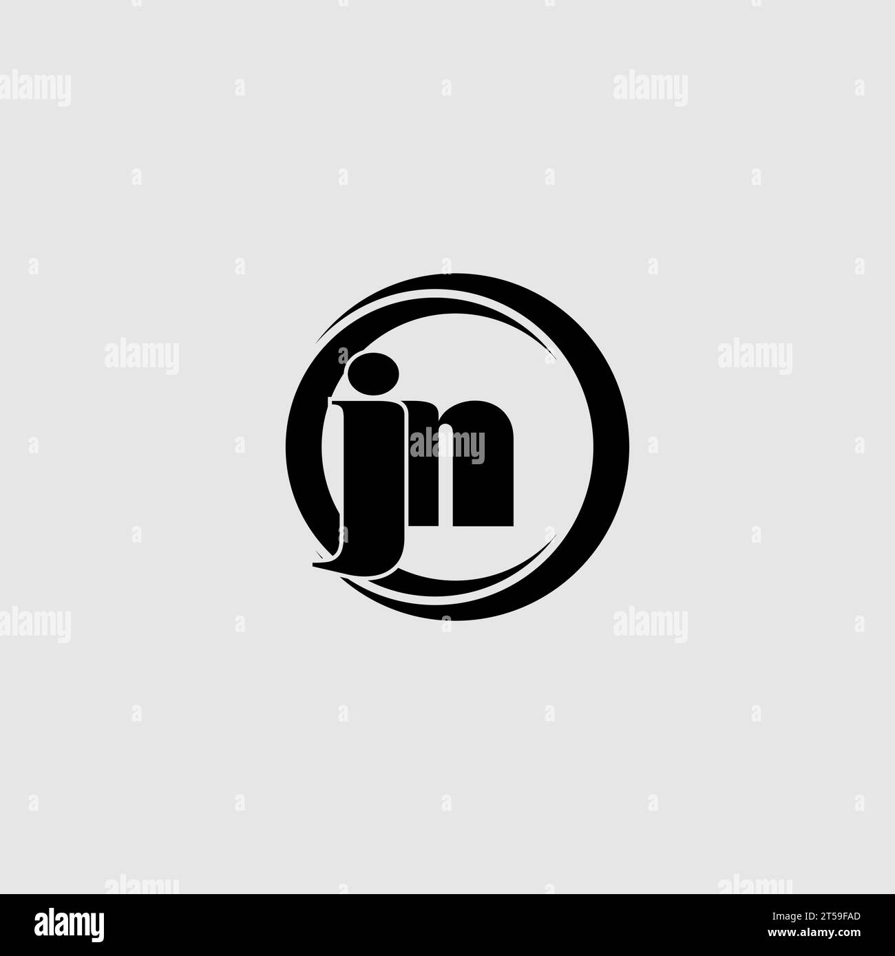 Lettres JN simple cercle lié à la ligne graphique vectorielle logo Illustration de Vecteur