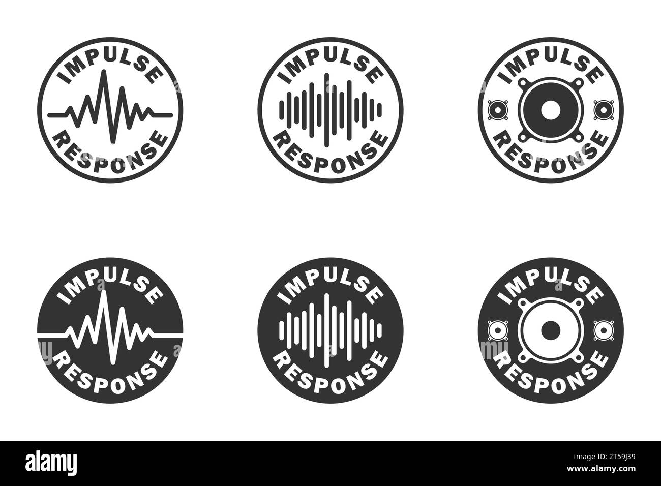 Icône de réponse impulsionnelle définie. Enseigne d'impulsion de cabine de guitare. Illustration vectorielle Illustration de Vecteur