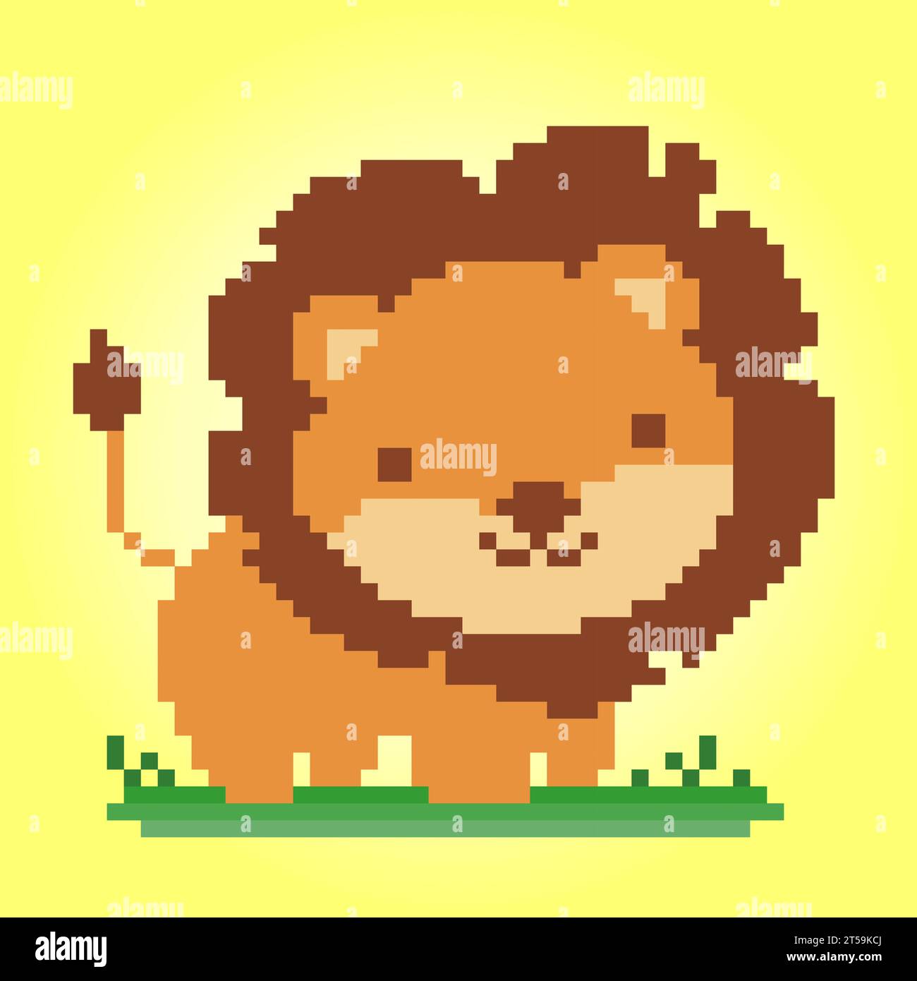 pixel lion 8 bits. Animal pour les actifs de jeu et les motifs de point de croix dans les illustrations vectorielles. Illustration de Vecteur