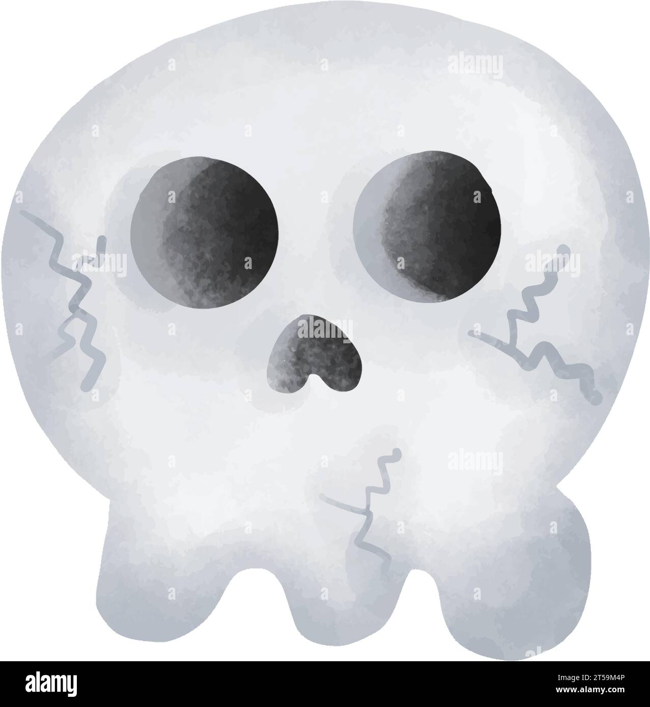 Fantaisiste aquarelle Halloween Cute Ghost et crâne effrayant flottant dans un patch de citrouille festif Illustration de Vecteur