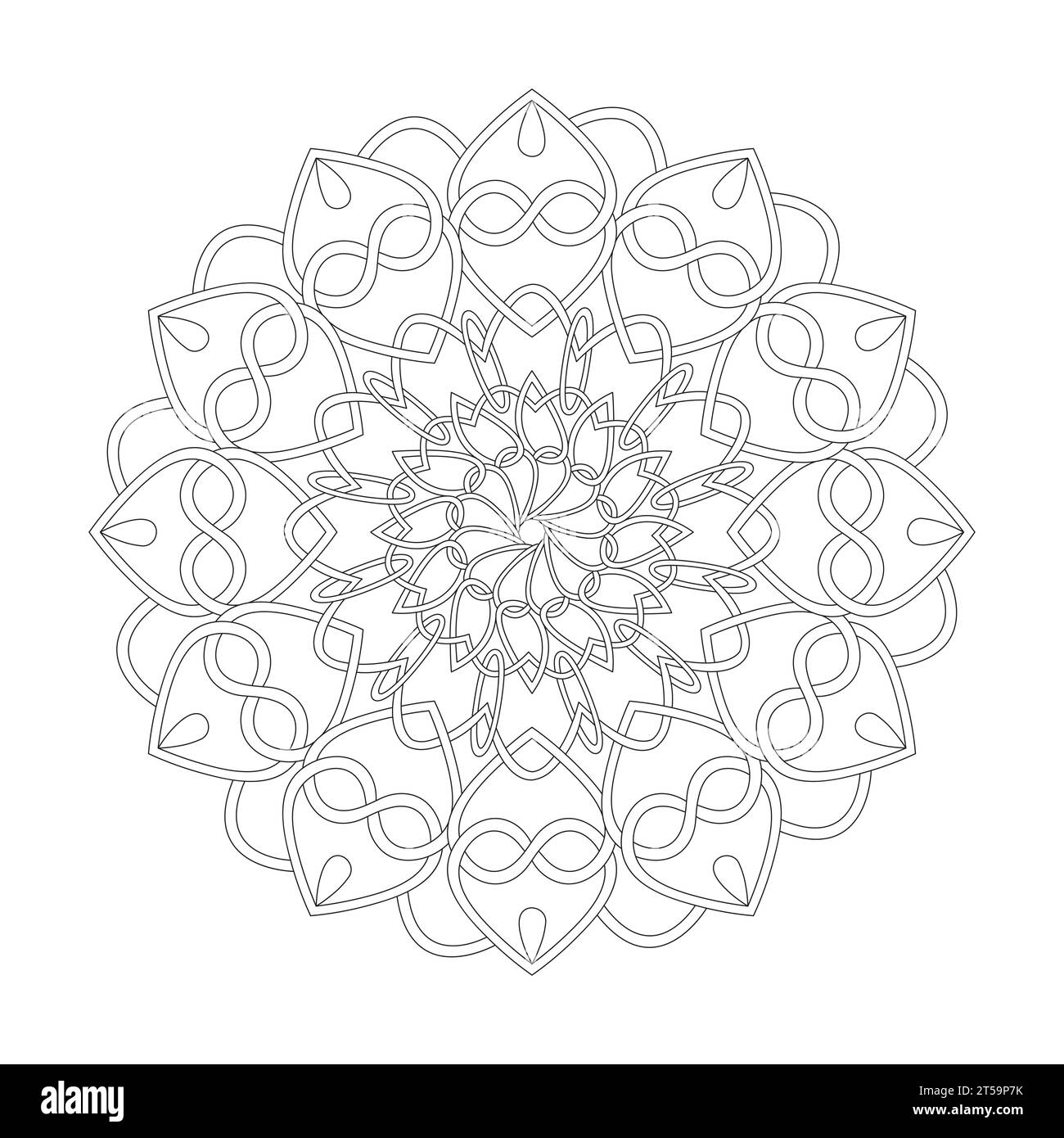 Page de livre de coloriage d'harmonie cosmique celtique mandala pour l'intérieur du livre KDP. Pétales pacifiques, capacité de se détendre, expériences cérébrales, Haven harmonieux, Illustration de Vecteur