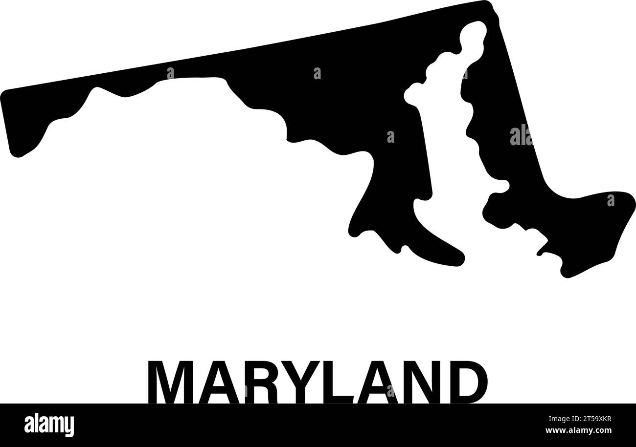 Icône de silhouette de la carte de l'état du Maryland Illustration de Vecteur