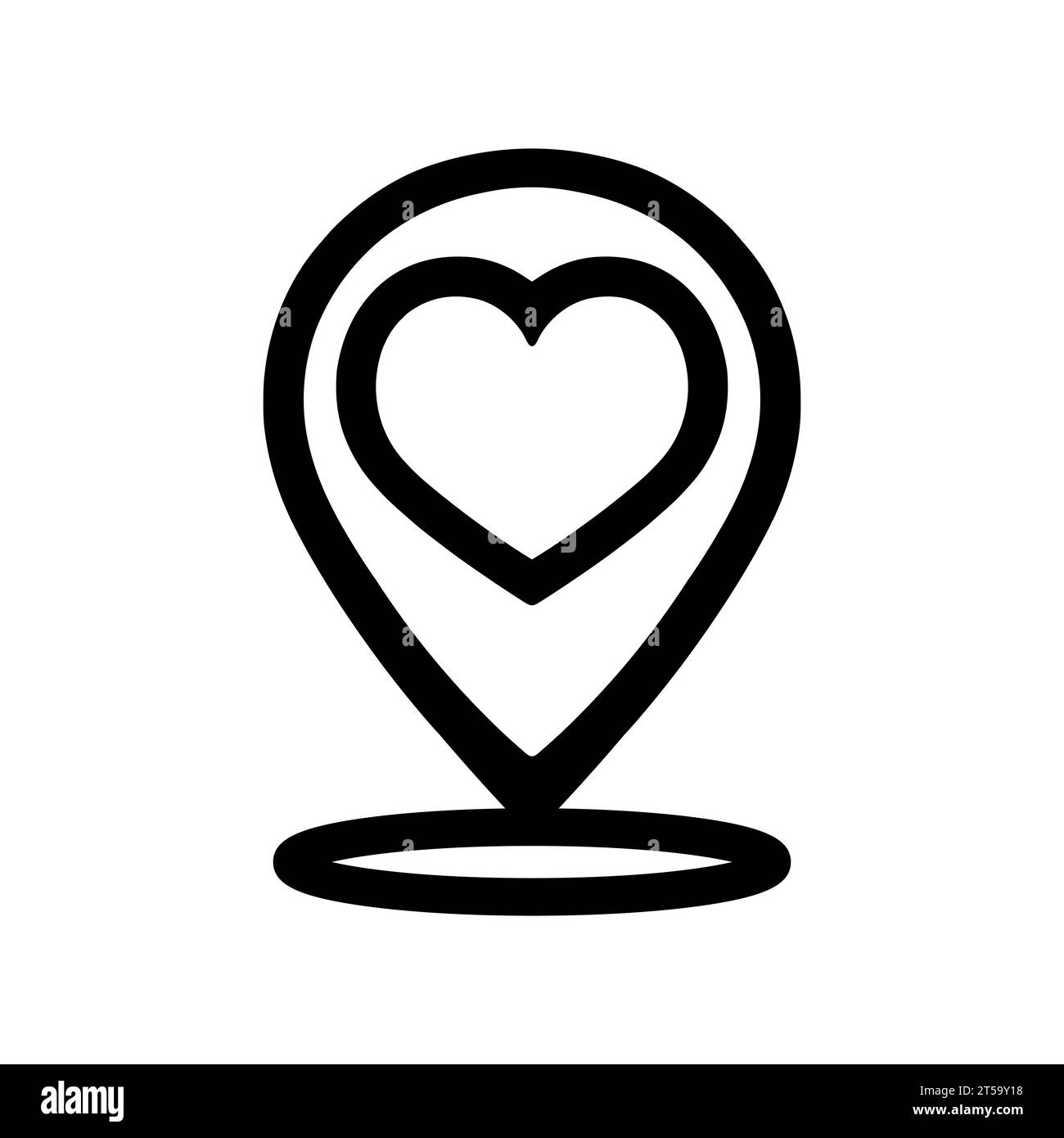 Symbole d'emplacement d'amour. Coeur avec point de carte. Icône GPS isolée. Illustration vectorielle Illustration de Vecteur