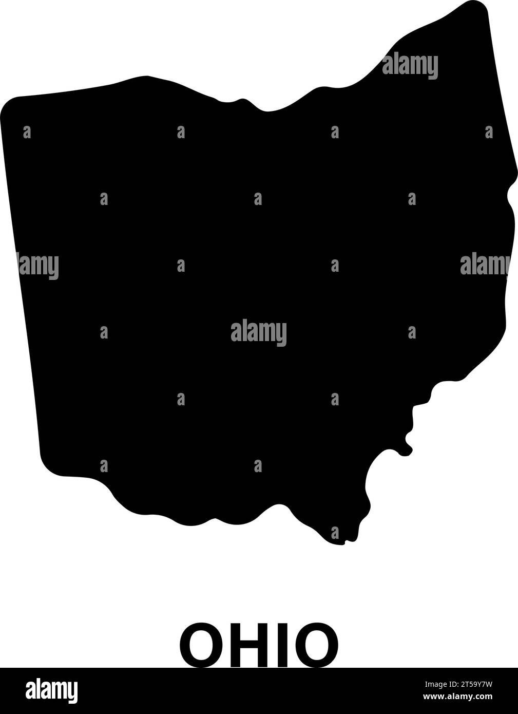 Icône de silhouette de la carte de l'état de l'Ohio Illustration de Vecteur